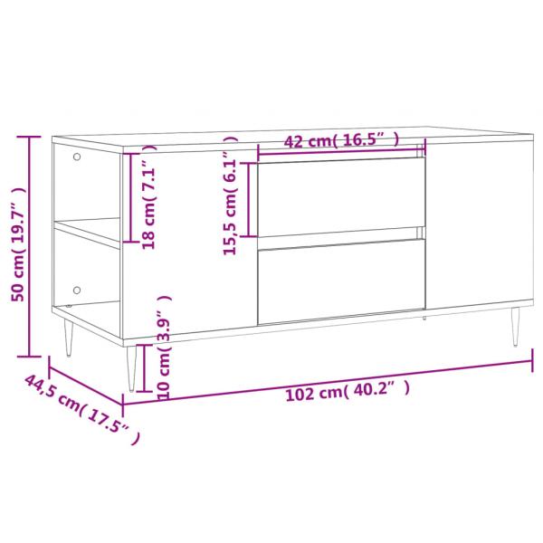 Couchtisch Braun Eichen-Optik 102x44,5x50 cm Holzwerkstoff