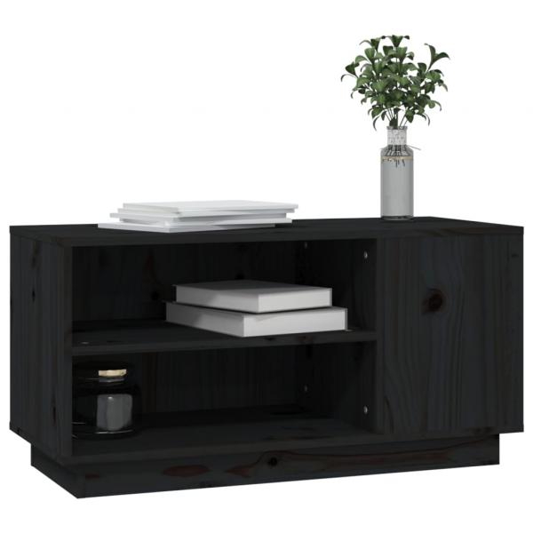 TV-Schrank Schwarz 80x35x40,5 cm Massivholz Kiefer