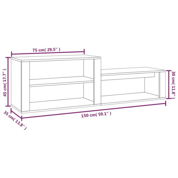 Schuhschrank Braun Eichen-Optik 150x35x45 cm Holzwerkstoff