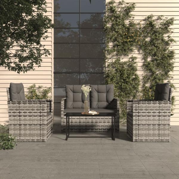 ARDEBO.de - 4-tlg. Garten-Lounge-Set mit Kissen Poly Rattan Grau