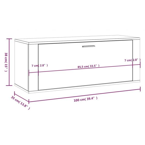 Wand-Schuhschrank Schwarz 100x35x38 cm Holzwerkstoff