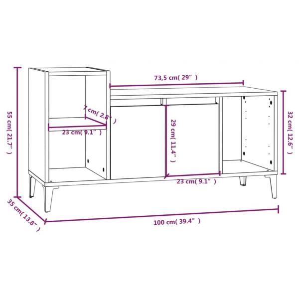 TV-Schrank Betongrau 100x35x55 cm Holzwerkstoff