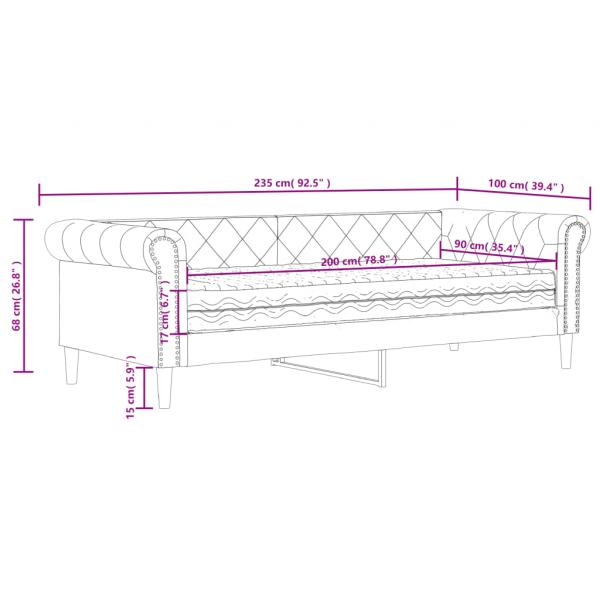 Tagesbett mit Matratze Schwarz 90x200 cm Kunstleder