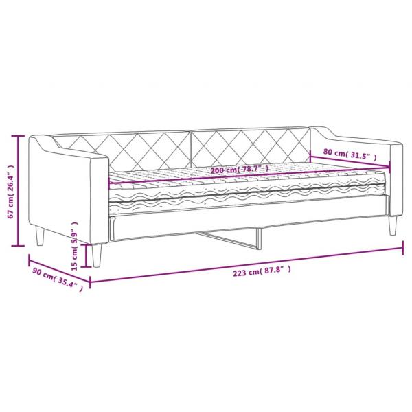 Tagesbett mit Matratze Dunkelgrau 80x200 cm Stoff