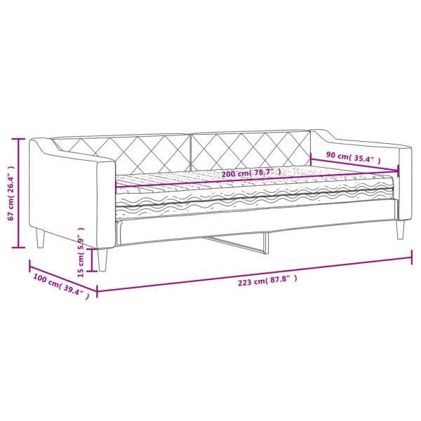 Tagesbett mit Matratze Schwarz 90x200 cm Stoff