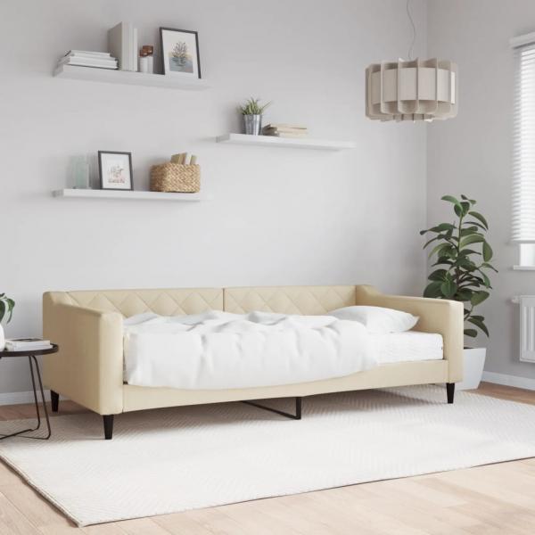 ARDEBO.de - Tagesbett mit Matratze Creme 90x200 cm Stoff