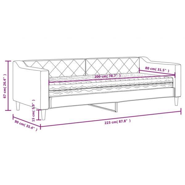 Tagesbett mit Matratze Schwarz 80x200 cm Stoff