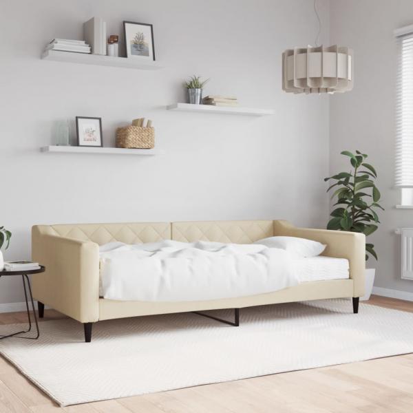 ARDEBO.de - Tagesbett mit Matratze Creme 100x200 cm Stoff