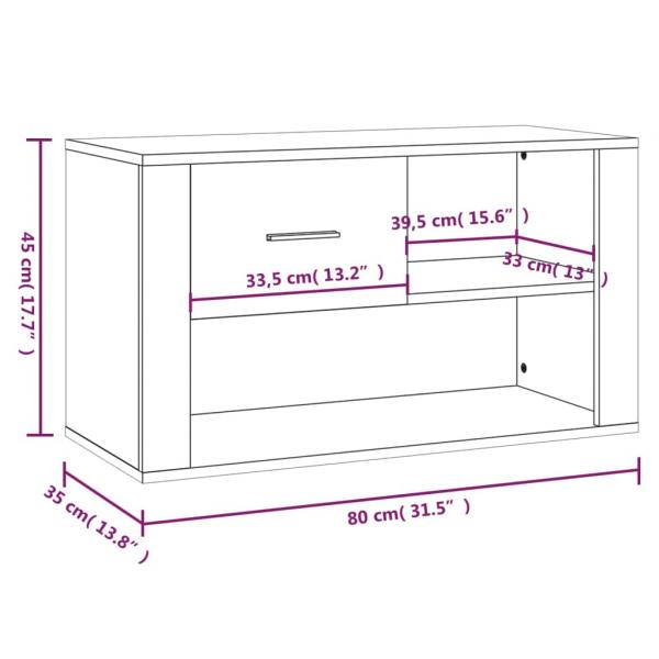 Schuhschrank Betongrau 80x35x45 cm Holzwerkstoff