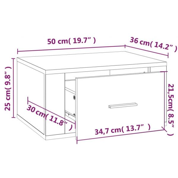 Wand-Nachttisch Betongrau 50x36x25 cm