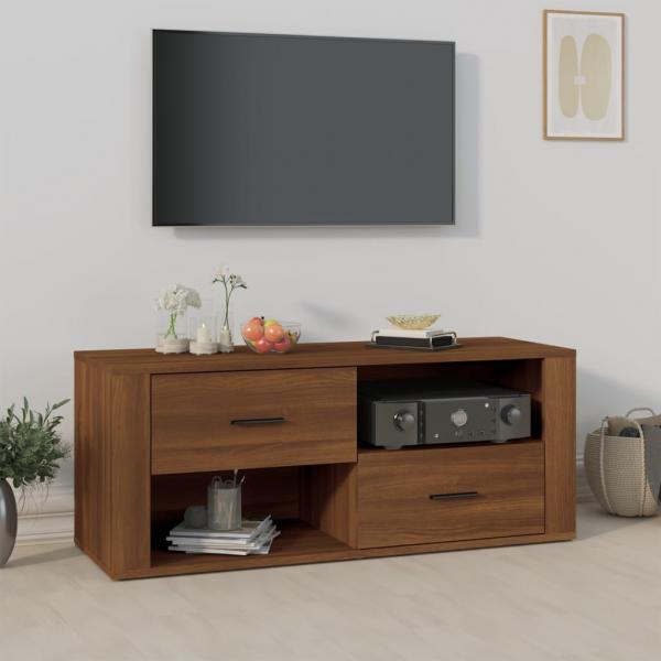 ARDEBO.de - TV-Schrank Braun Eichen-Optik 100x35x40 cm Holzwerkstoff