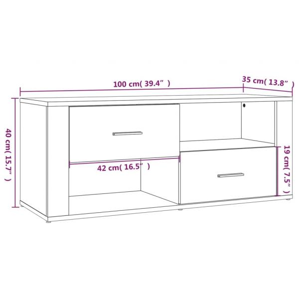 TV-Schrank Braun Eichen-Optik 100x35x40 cm Holzwerkstoff