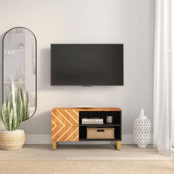 ARDEBO.de - TV-Schrank Braun und Schwarz 80x31,5x46 cm Massivholz Mango