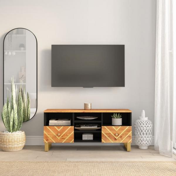 ARDEBO.de - TV-Schrank Braun und Schwarz 100x33,5x46 cm Massivholz Mango