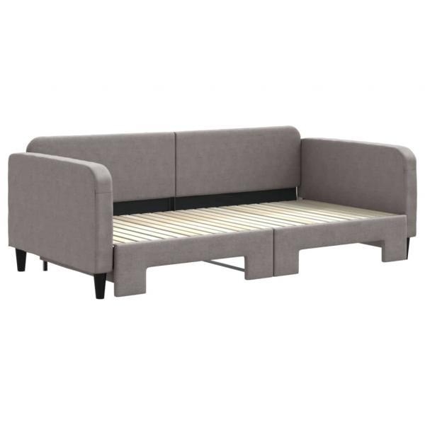 Tagesbett Ausziehbar Taupe 100x200 cm Stoff