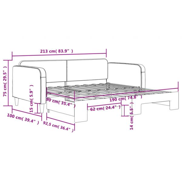 Tagesbett Ausziehbar Dunkelgrau 90x190 cm Stoff