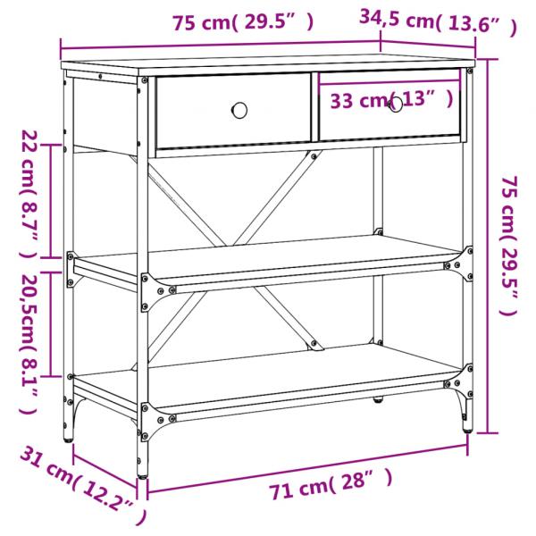 Konsolentisch Schwarz 75x34,5x75 cm Holzwerkstoff