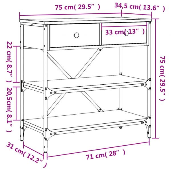 Konsolentisch Sonoma-Eiche 75x34,5x75 cm Holzwerkstoff