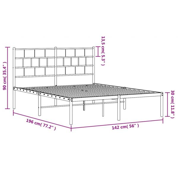 Bettgestell mit Kopfteil Metall Weiß 135x190 cm