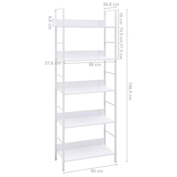 Bücherregal 5 Regalböden Weiß 60x27,6x158,5 cm Holzwerkstoff