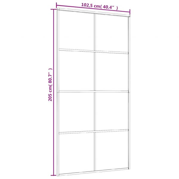 Schiebetür ESG Glas und Aluminium mattiert 102,5x205 cm Schwarz