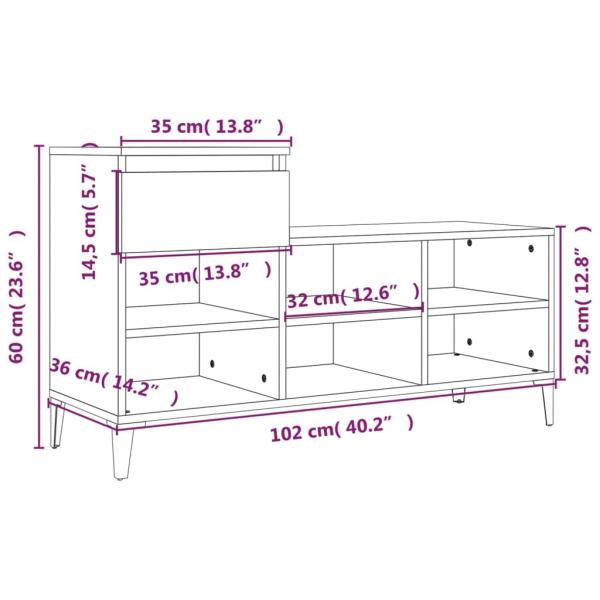 Schuhregal Schwarz 102x36x60 cm Holzwerkstoff