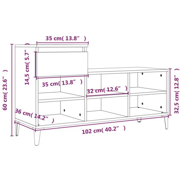 Schuhregal Hochglanz-Weiß 102x36x60 cm Holzwerkstoff