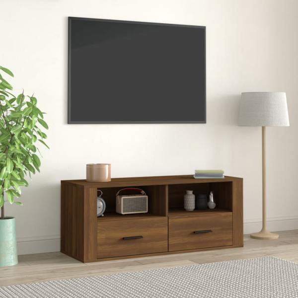 ARDEBO.de - TV-Schrank Braun Eichen-Optik 100x35x40 cm Holzwerkstoff