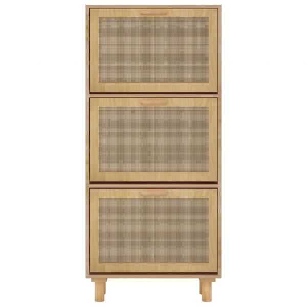 Schuhschrank Braun 52x25x115 cm Holzwerkstoff & Rattan Natur