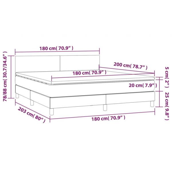 Boxspringbett mit Matratze & LED Rosa 180x200 cm Samt