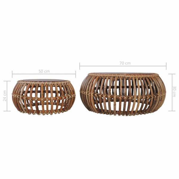 Couchtische 2 Stk. Natur Rattan