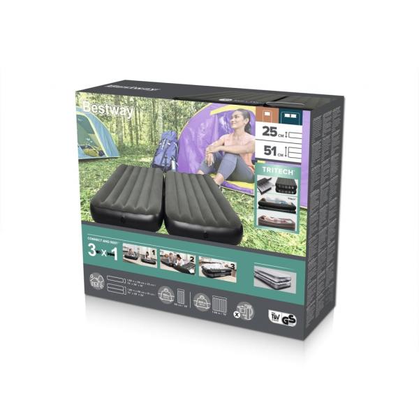 Bestway 3-in-1 Luftbett Schwarz und Grau 188x99x25 cm