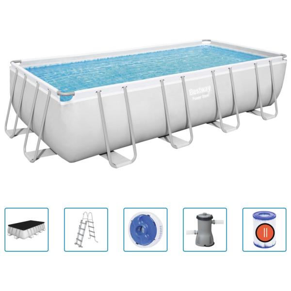 Bestway Power Steel Pool-Set Rechteckig 488×244×122 cm