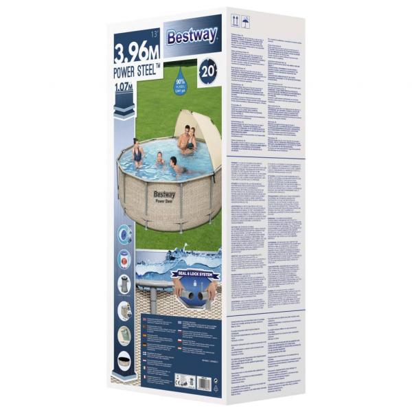 Bestway Power Steel Swimmingpool Set mit Dach 396x107 cm