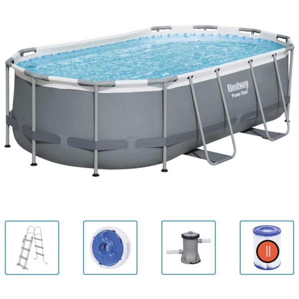 Bestway Power Steel Aufstellpool Oval 427x250x100 cm