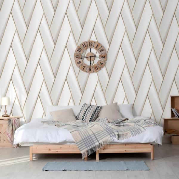 ARDEBO.de - DUTCH WALLCOVERINGS Tapete Geometric Weiß und Golden