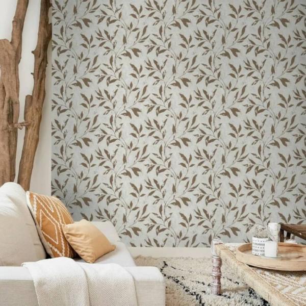 ARDEBO.de - DUTCH WALLCOVERINGS Tapete Leafs Beige und Braun