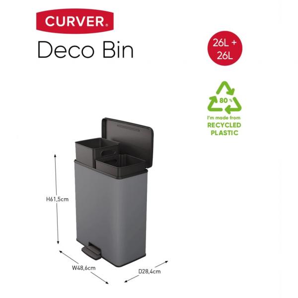 Curver Duo Tretmülleimer Deco 26L+26L Grau