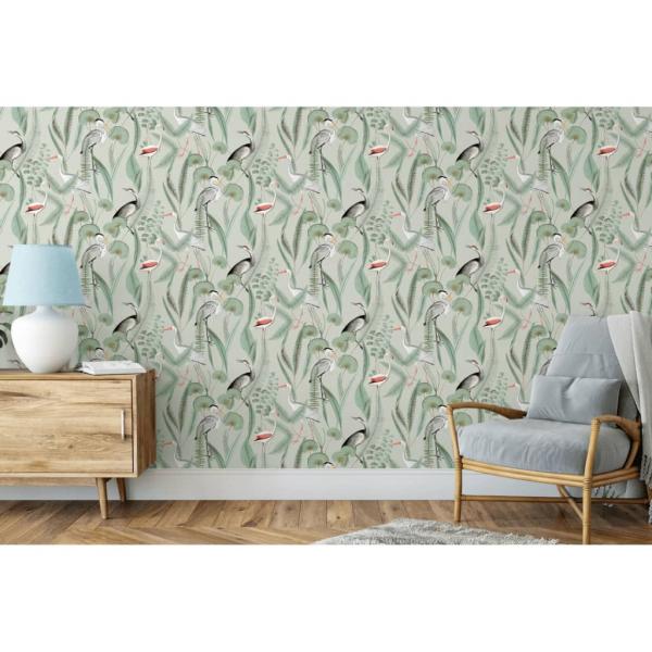 DUTCH WALLCOVERINGS Tapete Flamingo Mintgrün