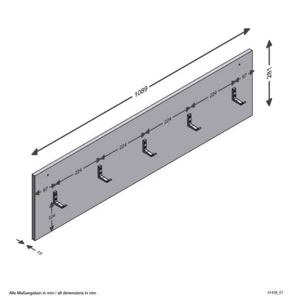 FMD Wandgarderobe 108,9x1,5x28,1 cm Artisan-Eiche