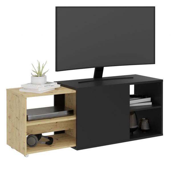 ARDEBO.de - FMD TV-Schrank mit 2 Fächern 133,5x39,9x49,2 cm Schwarz Artisan-Eiche