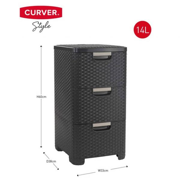 Curver Schubladenschrank Style 3x14L Anthrazit