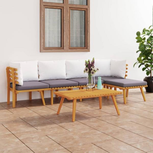 ARDEBO.de - 6-tlg. Garten-Lounge-Set mit Kissen Massivholz Akazie