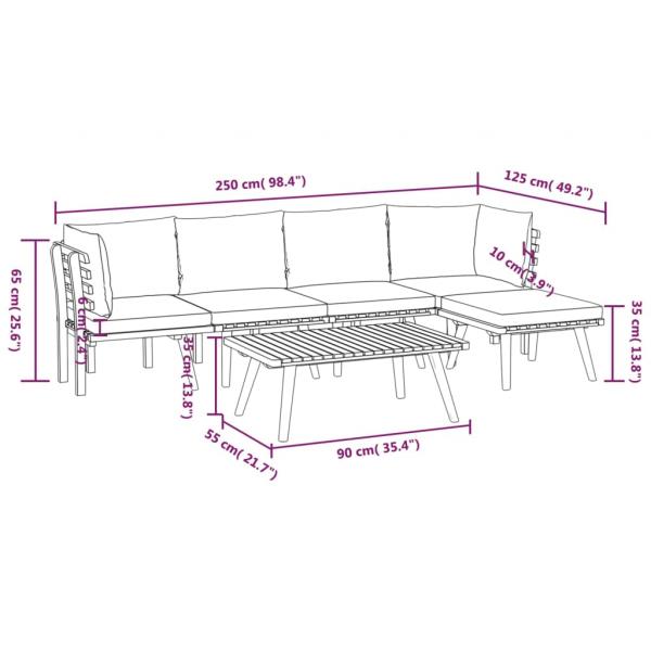 6-tlg. Garten-Lounge-Set mit Kissen Massivholz Akazie