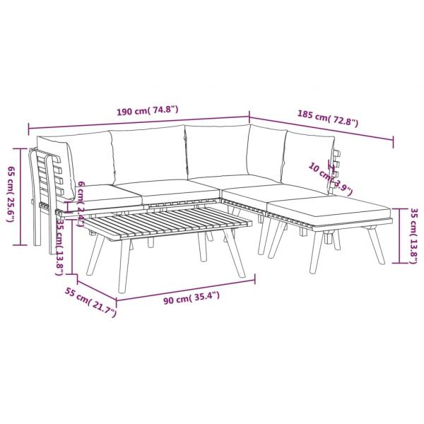 6-tlg. Garten-Lounge-Set mit Kissen Massivholz Akazie