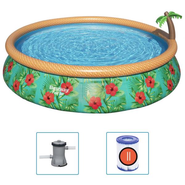 Bestway Fast Set Pool Aufblasbar Paradise Palms 457x84 cm