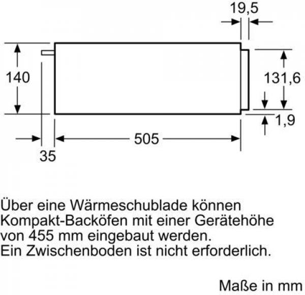 Neff N1AHA01N0 N50 Einbau-Wärmeschublade, 23 L, 14 cm hoch, Edelstahl