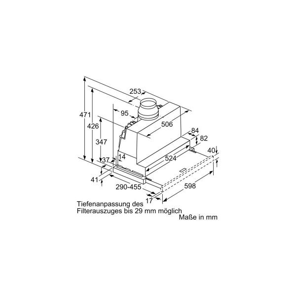 Neff D46ML54X1 N70 EEK: A Flachschirmhaube, 60cm breit, Ab-/Umluft, Dimmfunktion, Edelstahl