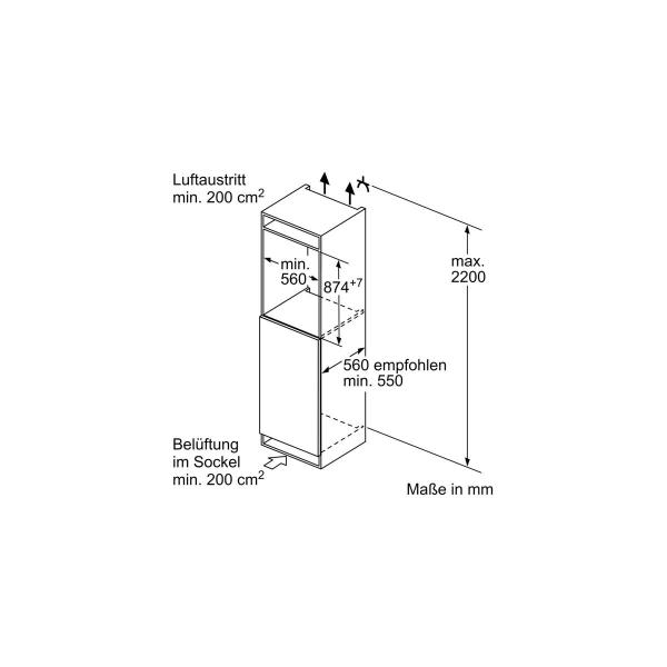 Neff KI2221SE0 N30 Einbau Kühlschrank mit Gefrierfach, Nischenhöhe: 88cm, 119L, Temperaturregulierung, LED-Beleuchtung, Eco Air Flow