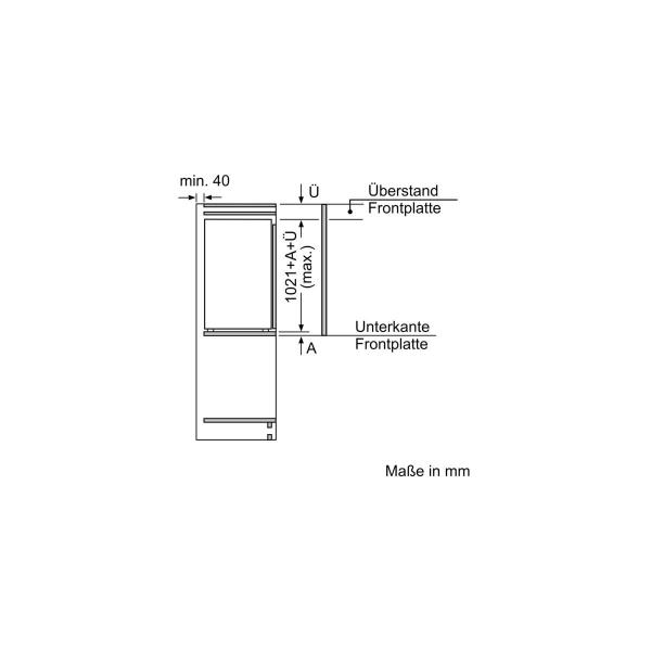 Neff KI2322FE0 N 50 Einbaukühlschrank mit Gefrierfach, Nischenhöhe: 102 cm, 56 cm breit, Festtürtechnik, 147 L, Fresh Safe, Eco Air Flow